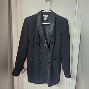 Ann Taylor Black Satin Lapel Blazer